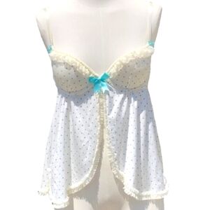 Victoria's Secret Y2K Babydoll Polkadot Push Up Negligee Romantic  SIZE 36C